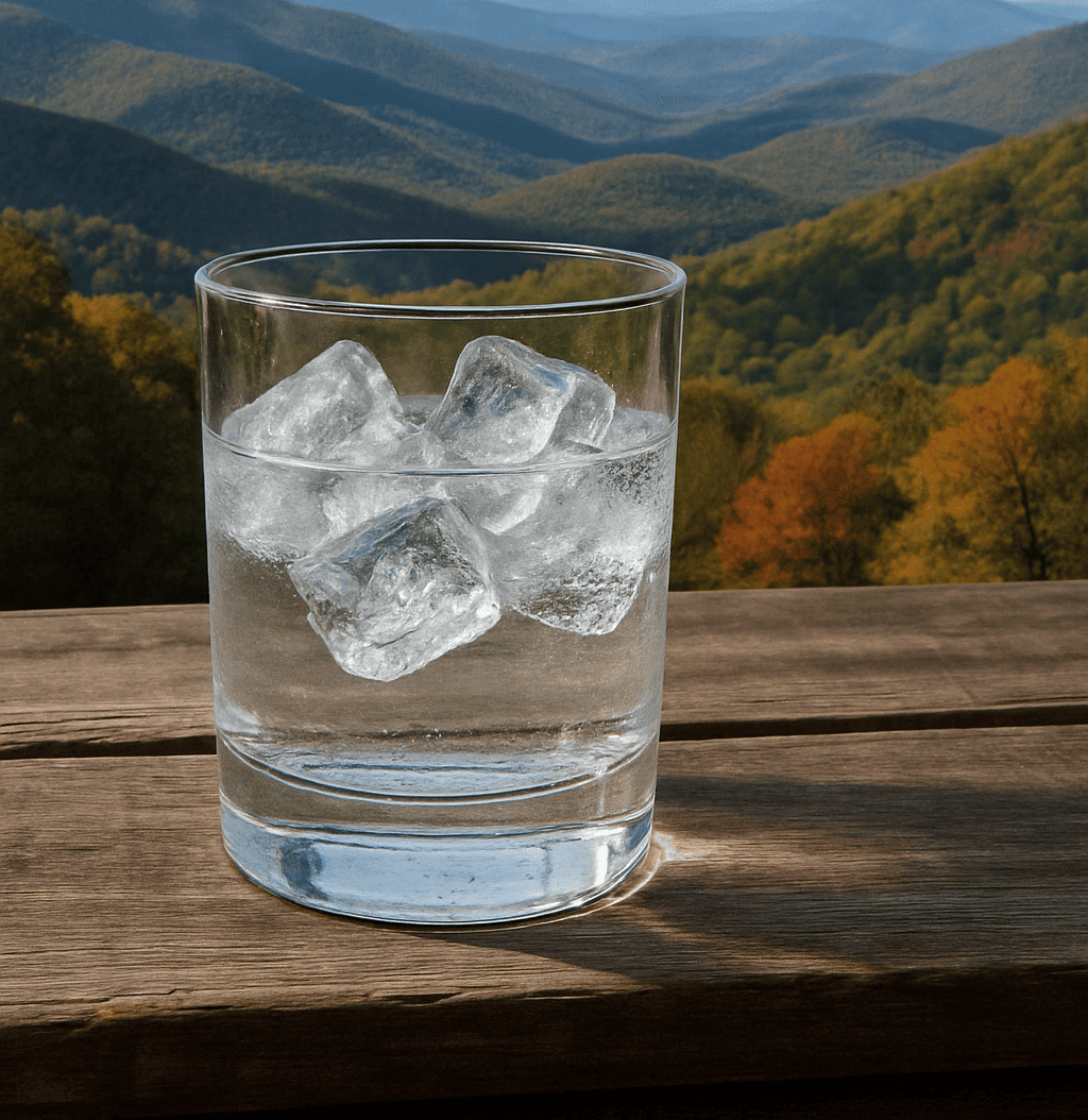Vodka,Glass,With,Water,And,Ice,In,Front,Of,Maryland
